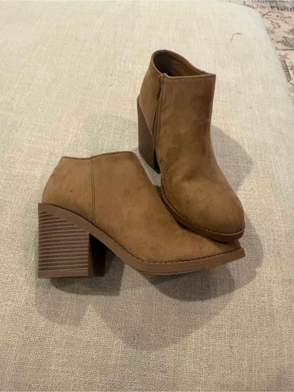 Soda Brown Suede Chunky Heel Ankle Booties